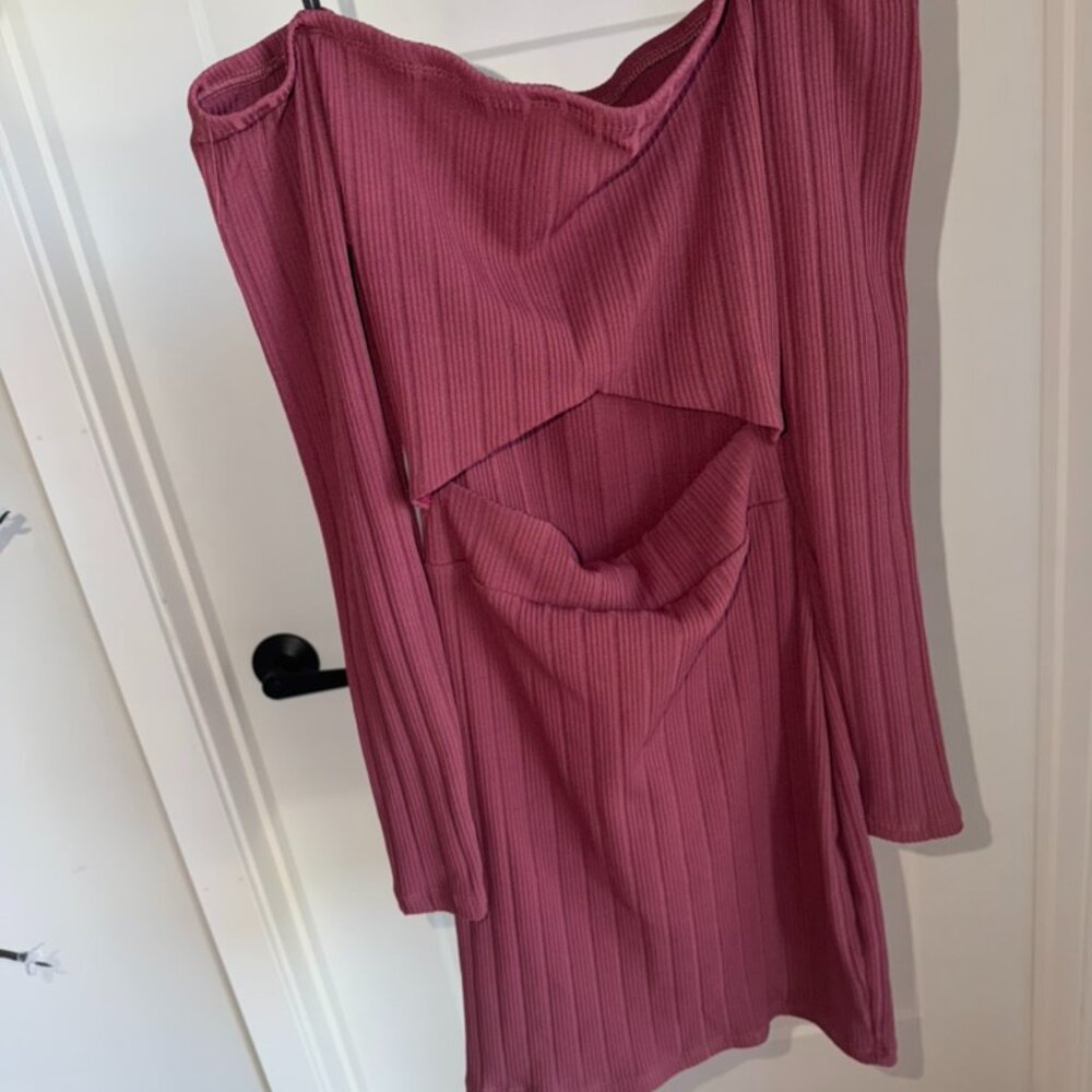 Windsor Ribbed Off-the-Shoulder Cut-Out Mini Dress